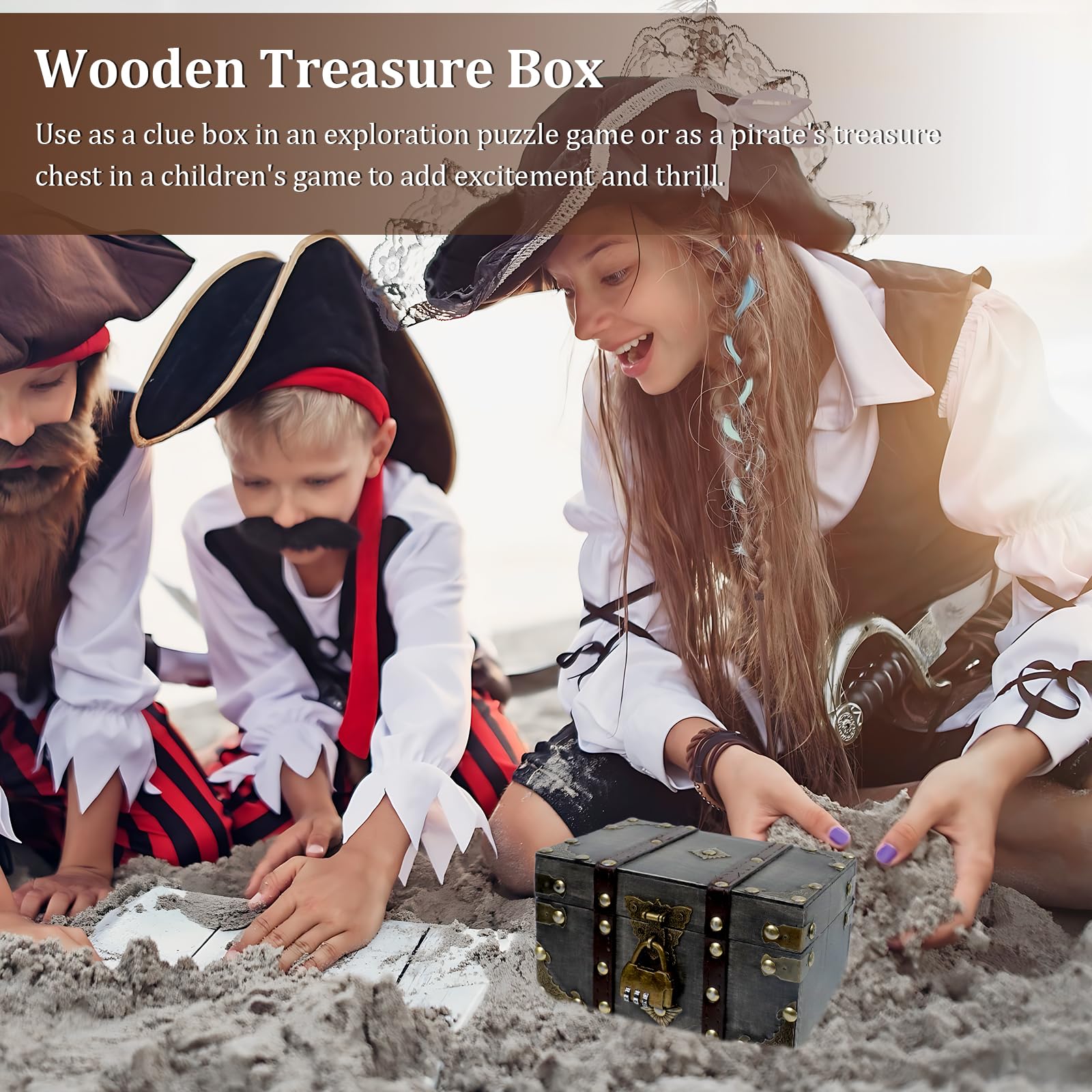 Scrigno Del Tesoro In Legno Vintage Con Lucchetto - 18x11x10cm - Foto 12