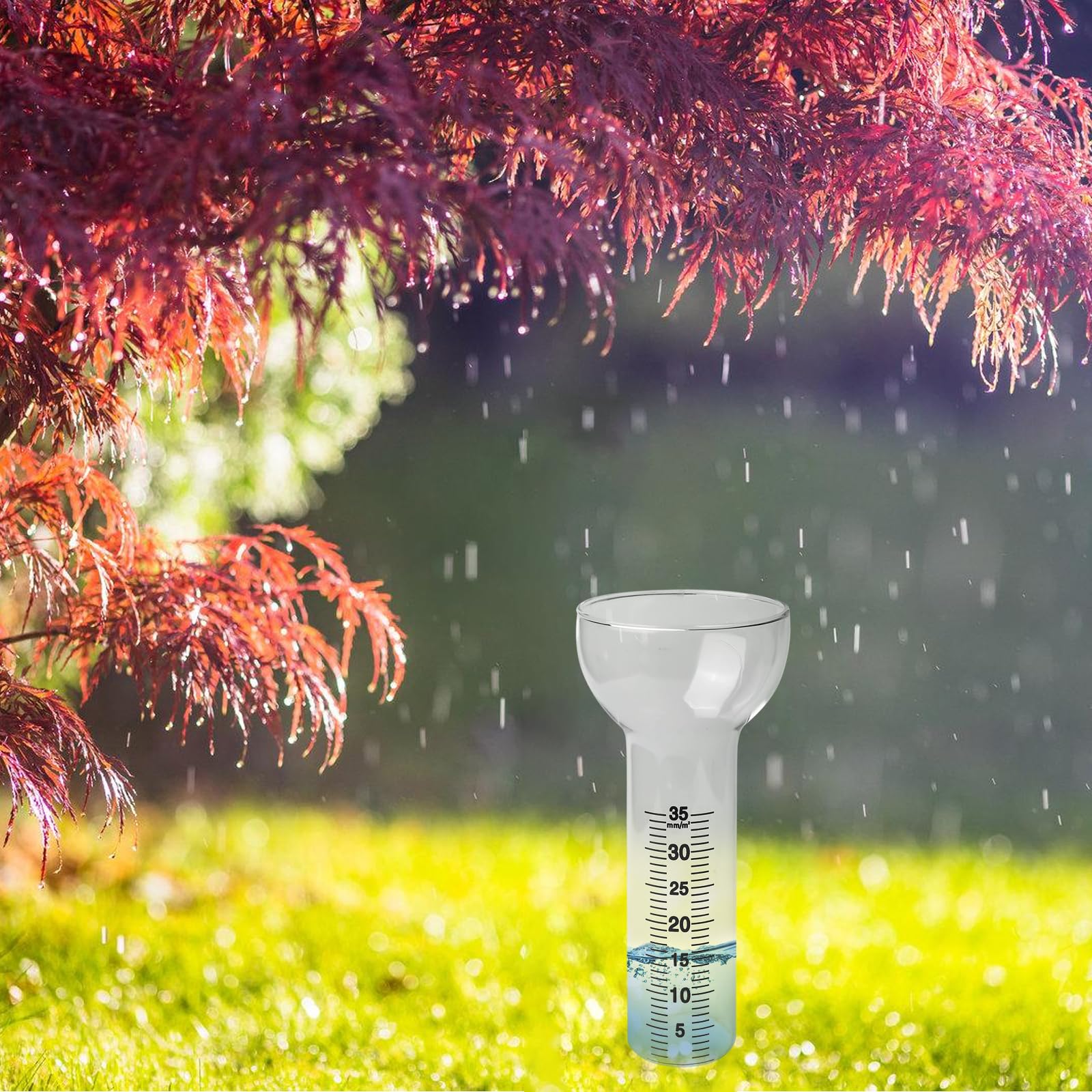 BAIFULAI 2 pluviometro antigelo, vetro di ricambio per misurazioni da 1 a 35 mm, pluviometro in vetro, Rain Gauge, a forma di imbuto per la visualizzazione dell'acqua da giardino all'aperto per la