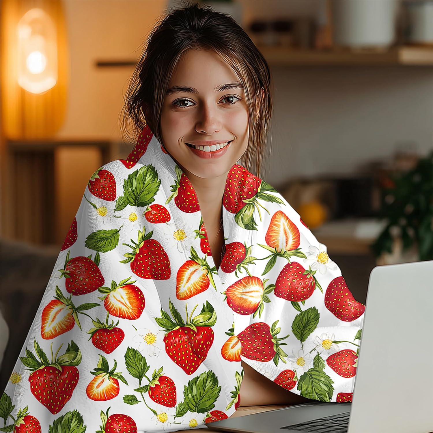 Strawberry Blanket Gifts for Women Girls Kids Adults, Super Soft Vintage Rustic Strawberry Stuff Blanket Gifts for Women, Warm Cozy Fuzzy Plush Fleece Flannel Blankets 50"x40" for Sofa Couch Bedding - Image 3