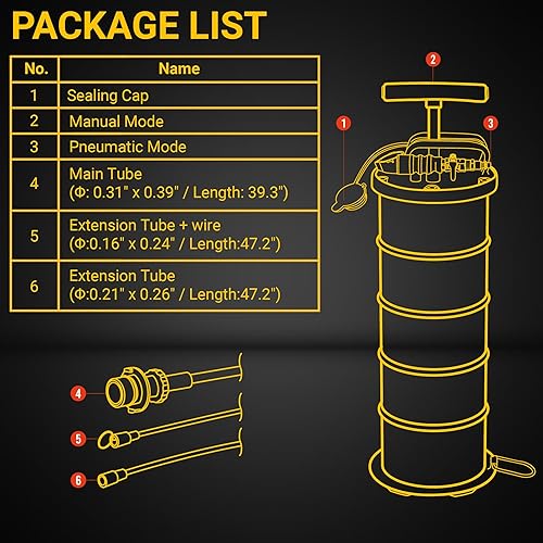 Miniatura 2 de Bomba extractora de aceite de vacío neumáticamanual de 6.5L, bomba extractora de fluidos, bomba de cambio de aceite para automoción, cortacésped,