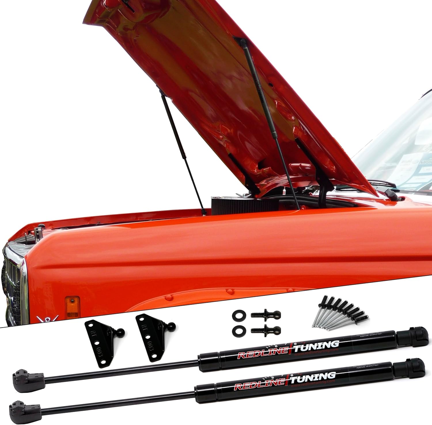 Redline Tuning 21-11022-02 Hood Quicklift Plus System Compatible with Ford Ranger 1983-1992 (All Black Components)