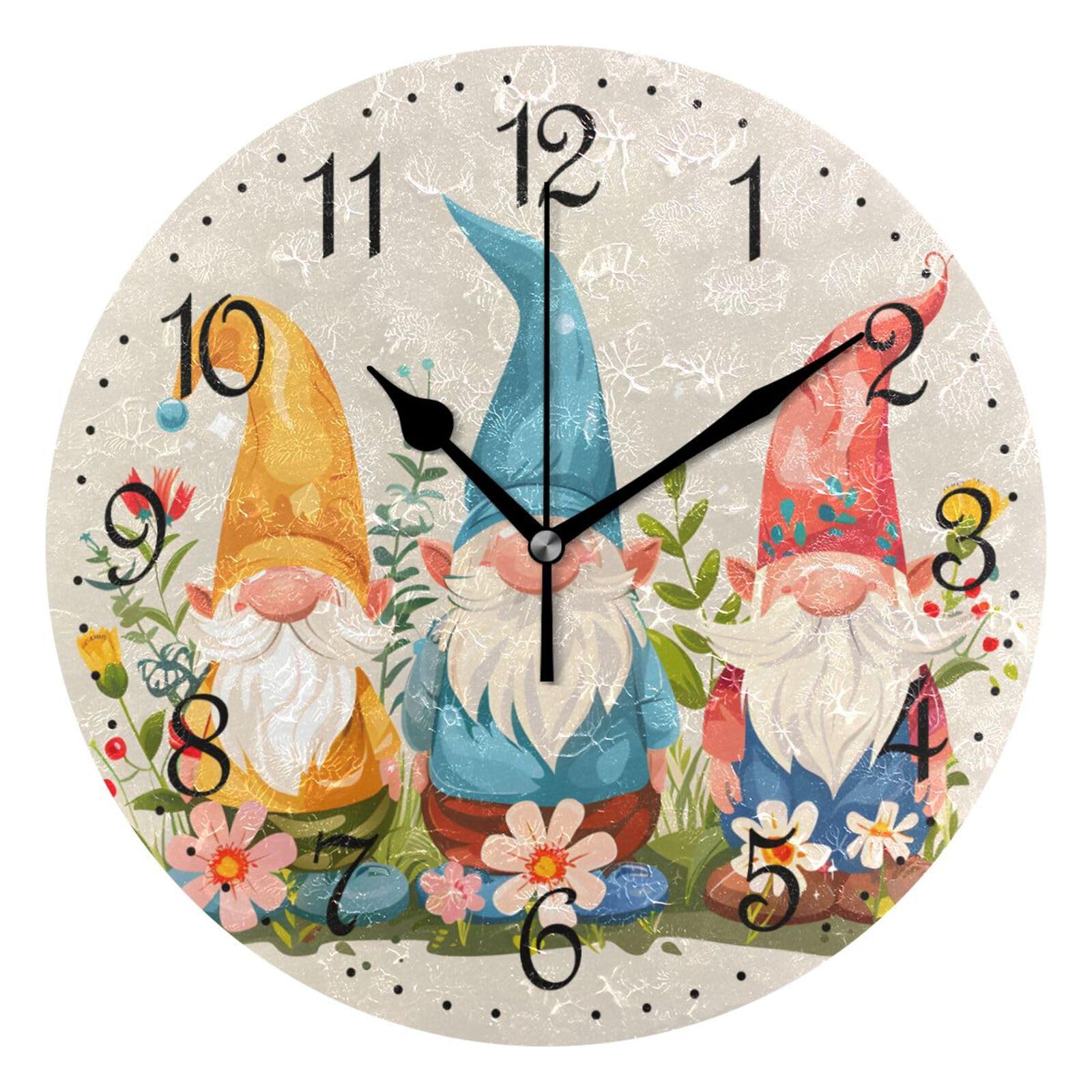 Horloge murale nains mignons ALAZA de 25,4 cm silencieuse pour décorer le salon