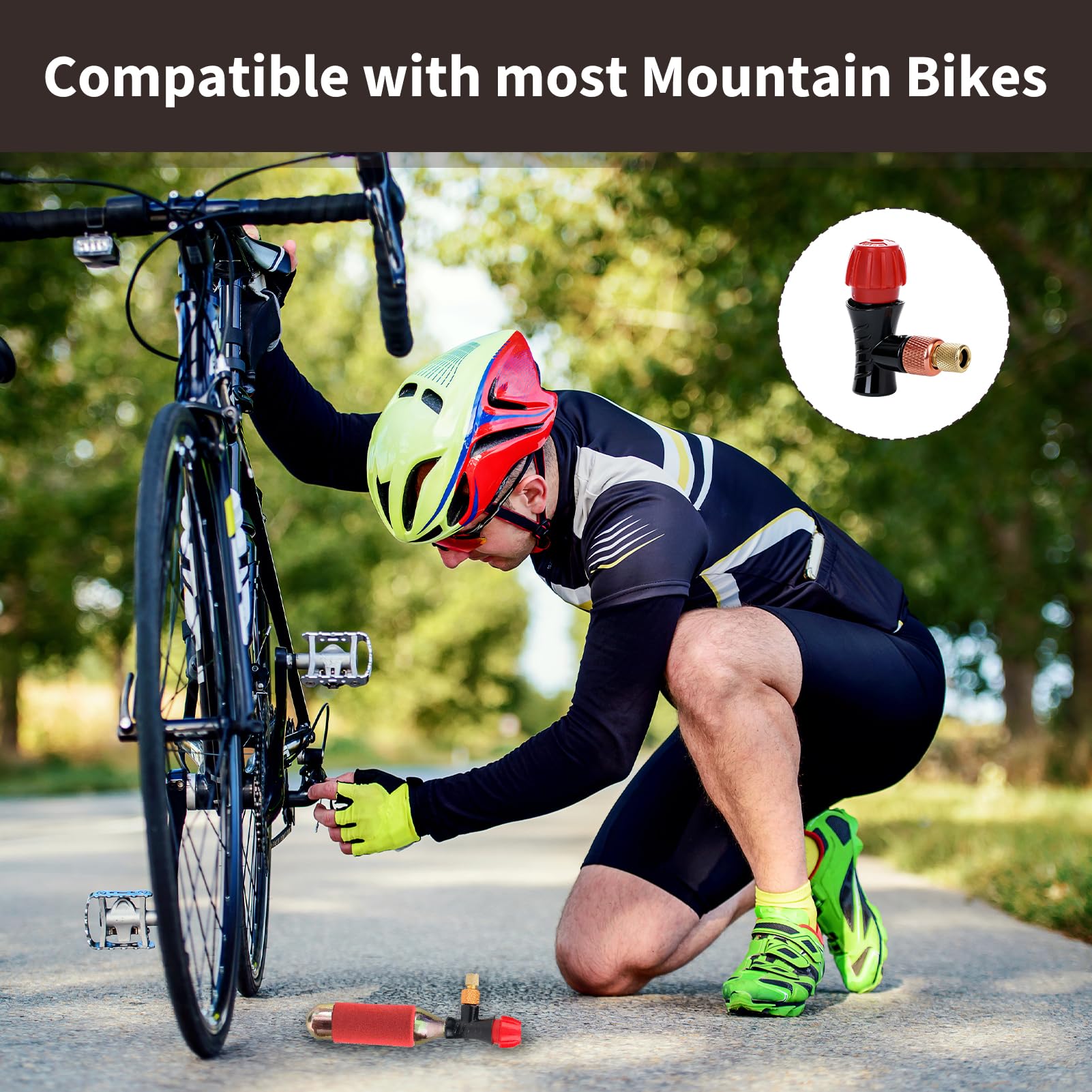 Gonfiatore CO2 Bicicletta Adattatore Valvola Presta Schrader Portatile Lega Alluminio MTB