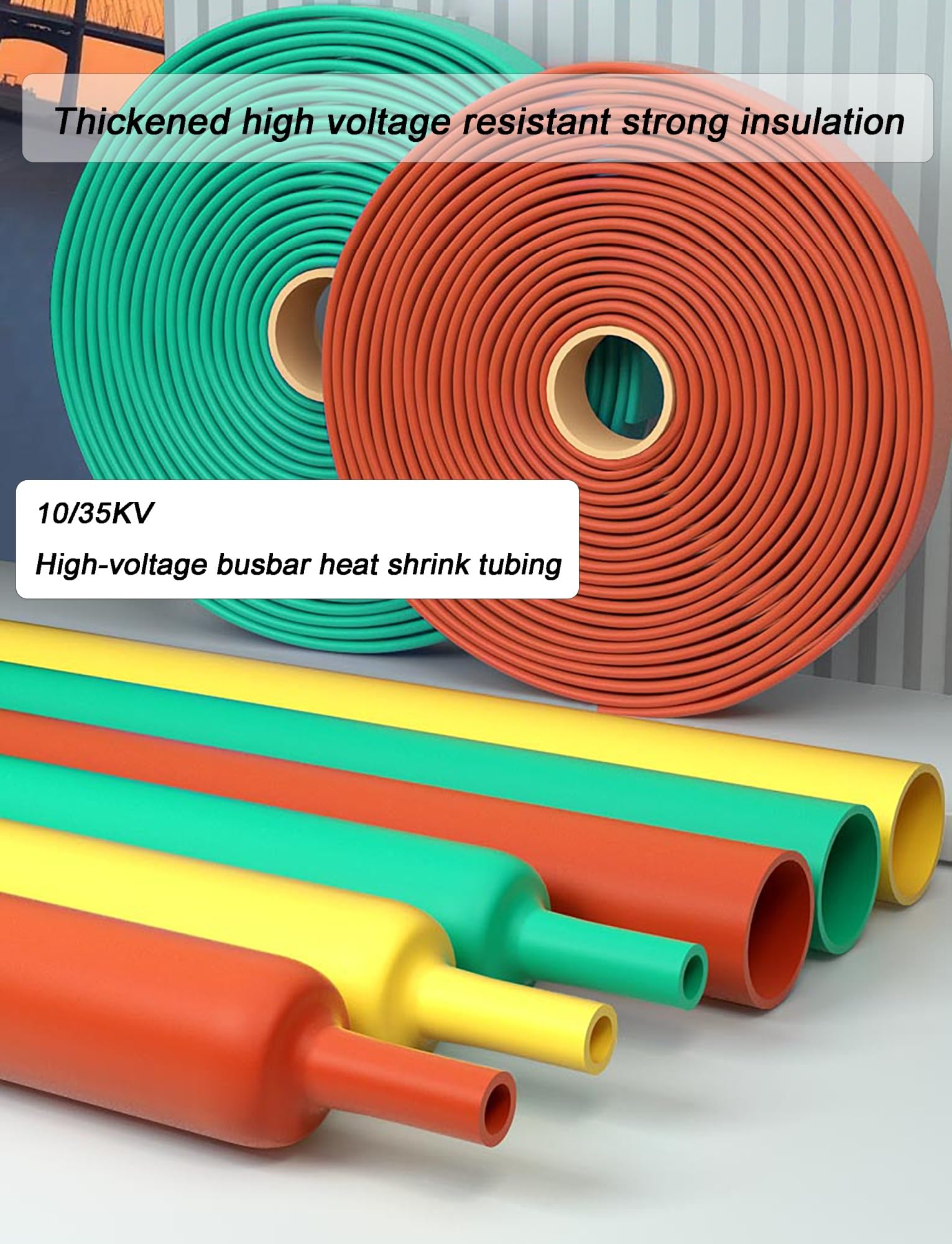 Tubo termorretráctil para barra colectora y cable, funda de aislamiento resistente, 25-150 mm de diámetro, 3.3 pies de longitud