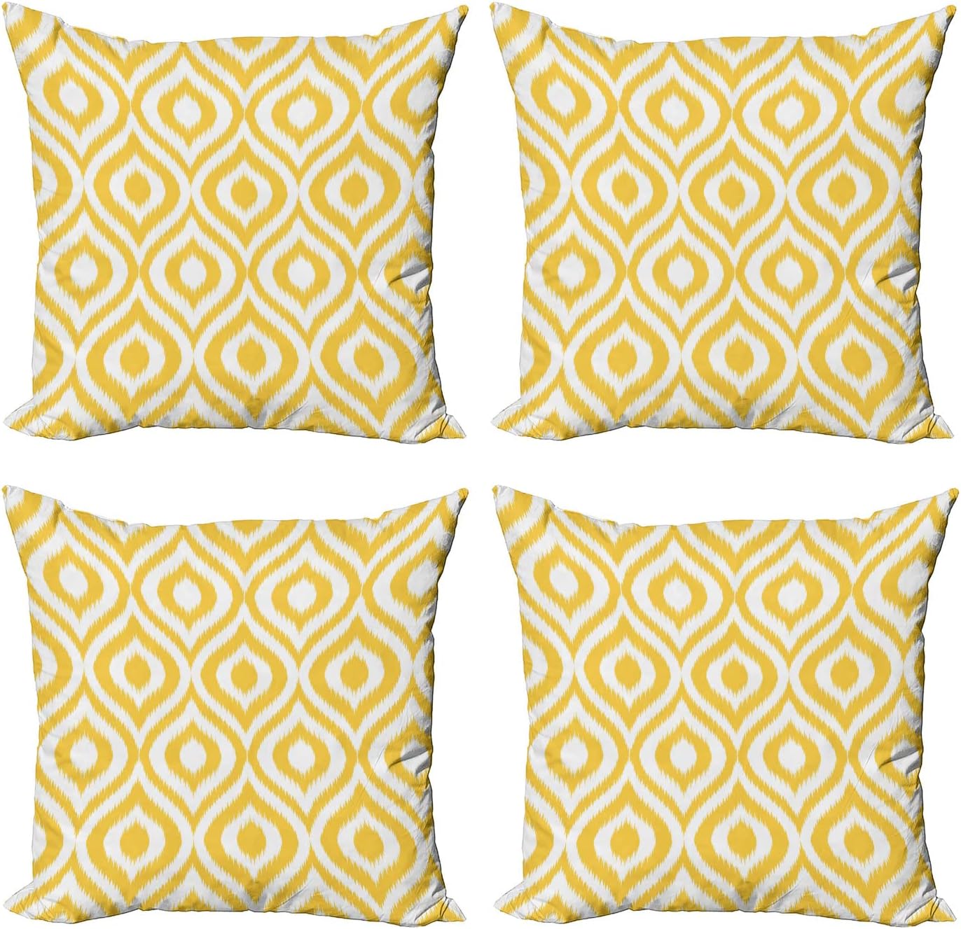 Lunarable Paint Throw Pillow Cover Set of 4, Botanical Beauty Floral Garden Daisy Magnolia Peony Lily Bloom Butterfly, Square Cushion Covers Decor for Bed Couch Sofa, 18"x18", Night Blue Reseda Green