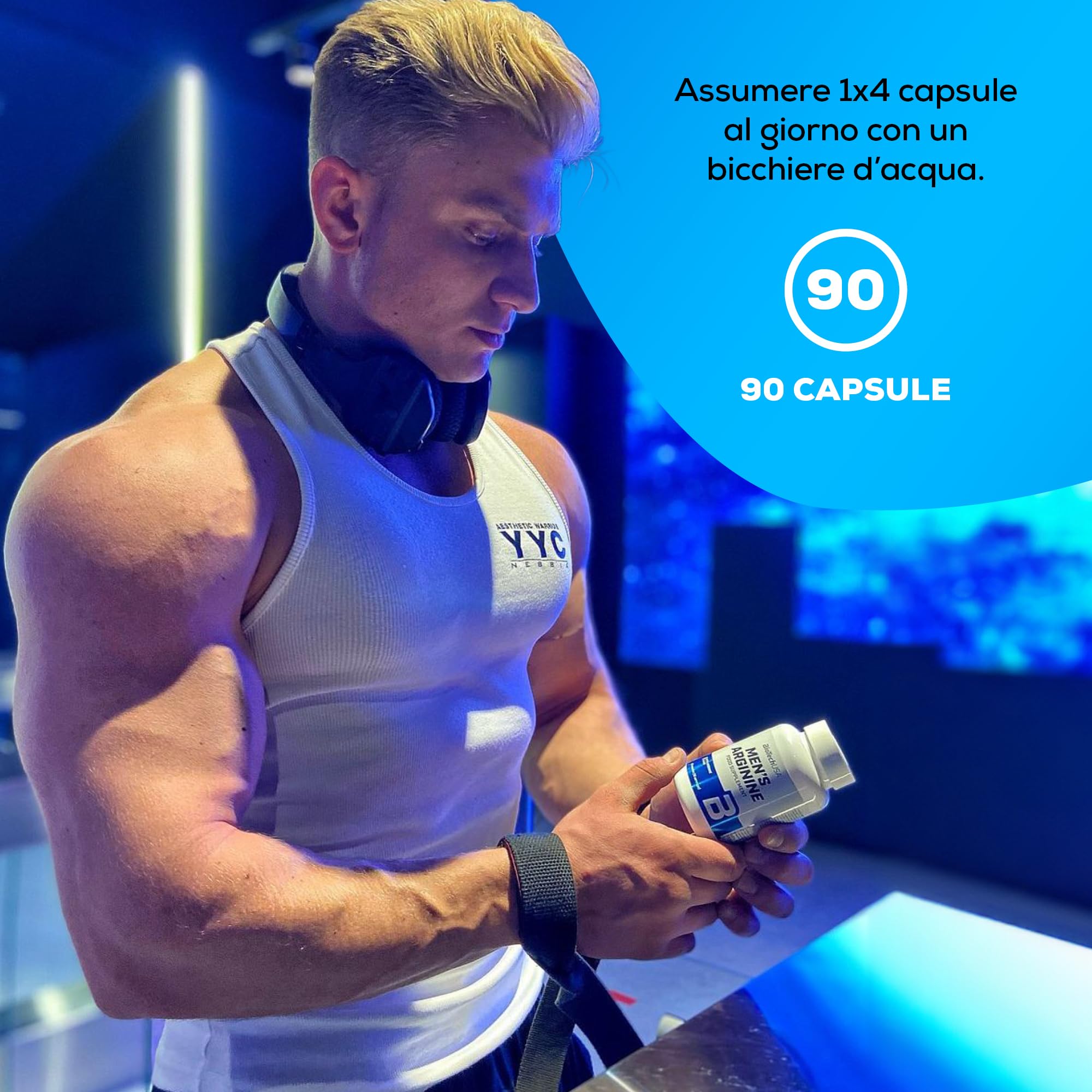 BioTechUSA Men's Arginine | Aumenta la vitalità | con ingredienti vegetali | Vitamine | Zinco | Ideale per il benessere maschile | 90 Capsule