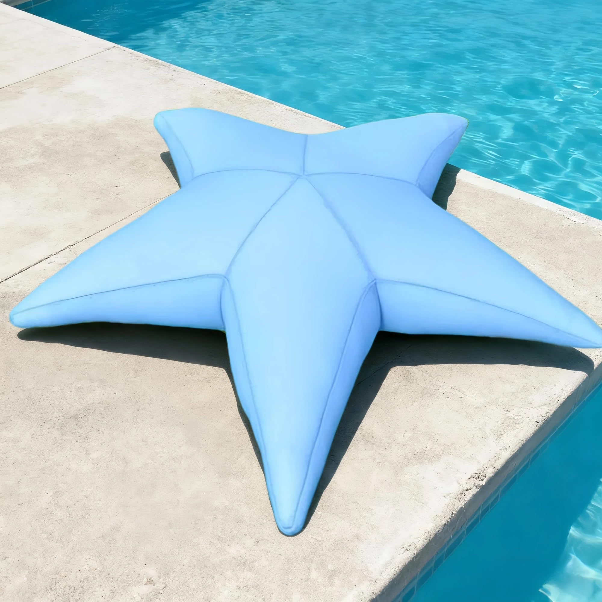 SXBCyan Impermeable Funda para Puff (sin Relleno), Pentagrama Sillón Puff para Exterior Piscina, Puf Sofá Gigante, Sillón Grande para Exterior e Interior(Sky Blue,L-140cm-empty Cover)