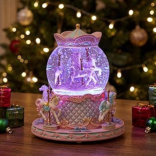 LOVE FOR YOU Gift-Wrapped Musical Snow Globe Unicorn Music Box Color Lights Carousel Horses Decor Gifts for Girls and Daughter Granddaughter Niece Women Kids Christmas Birthday