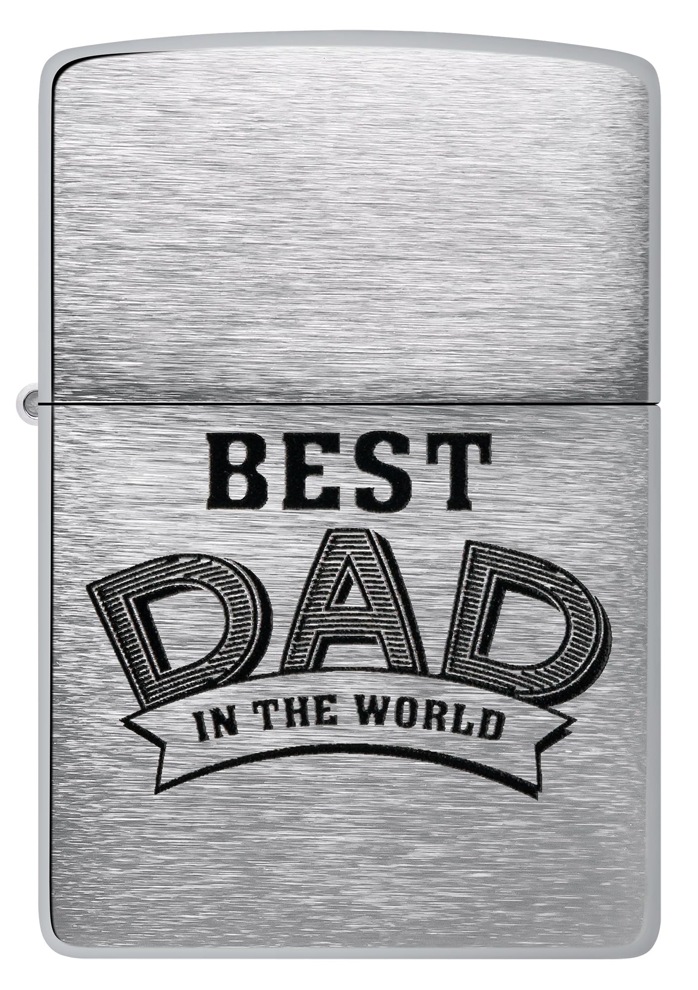 Zippo Encendedor a Prueba de Viento - Best Dad - Acabado Cromo Cepillado, Inscripción a Color - Recargable - Reutilizable - Diseño a Prueba de Viento - Caja de Regalo - Hecho en EEUU