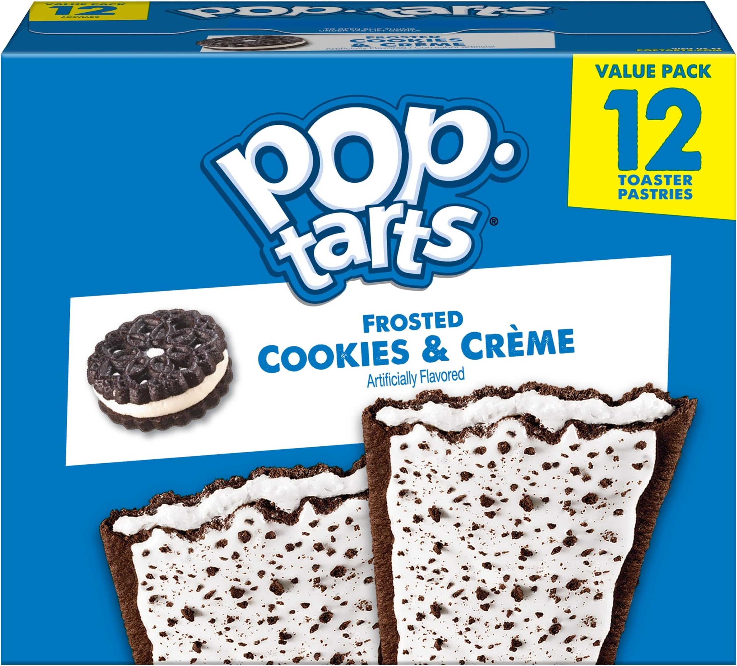 Pop-Tarts Toaster Pastries, Breakfast Foods, Kids Snacks, Frosted Cookies and Creme (12 Pop-Tarts)