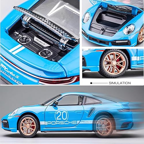 Miniatura 10 de Modelo de coche de juguete compatible con 132 Porsche 911 Turbo S adornos de automóvil, juguete de automóvil fundido a presión de aleación con base