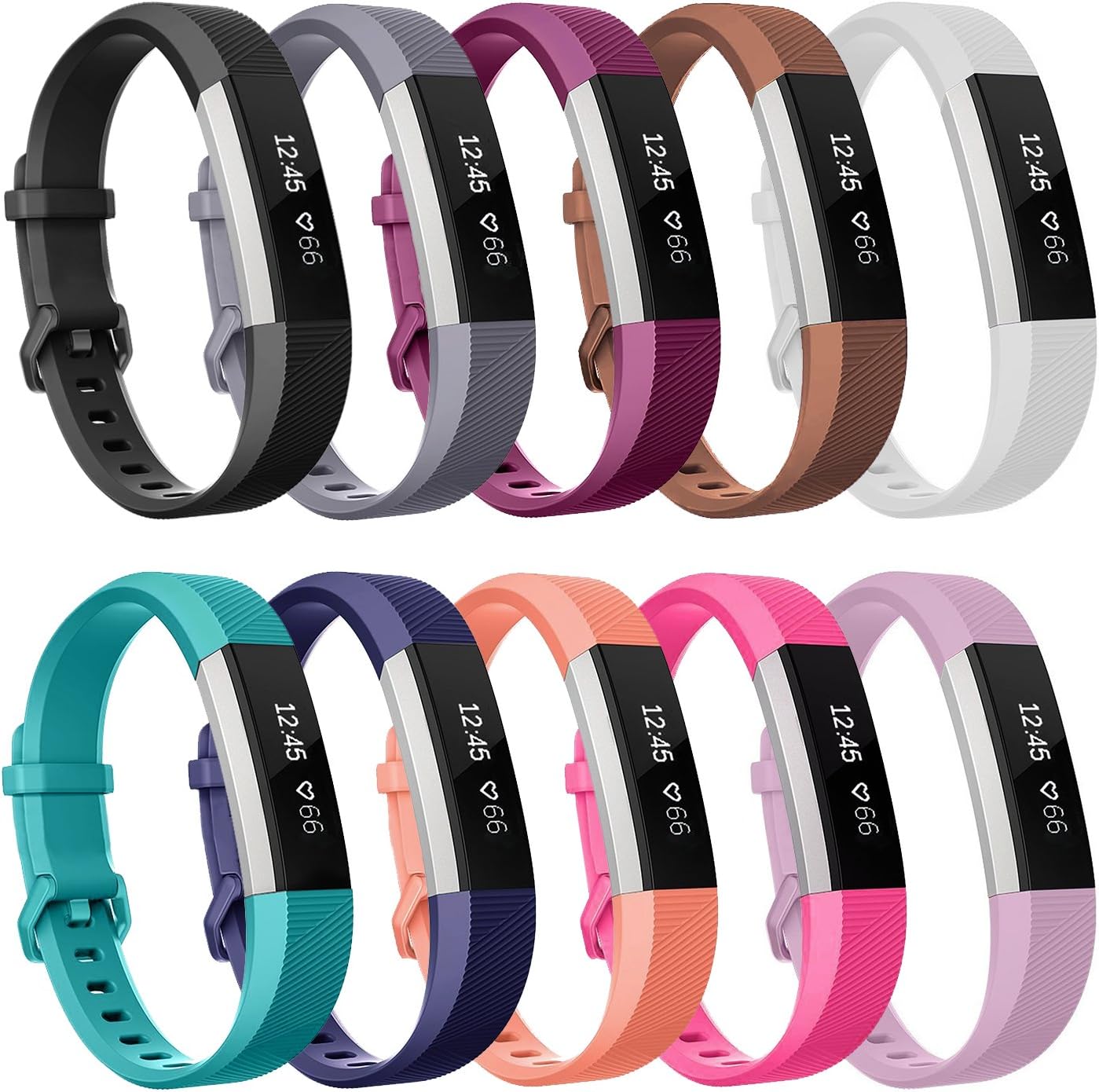 Henoda Compatible with Fitbit Alta/Fitbit Alta HR Bands, Small 10 Color Soft Replacement Band Adjustable Sport Strap Compatible for Fitbit Alta/Fitbit Alta HR/Fitbit Ace Fitness Wristbands
