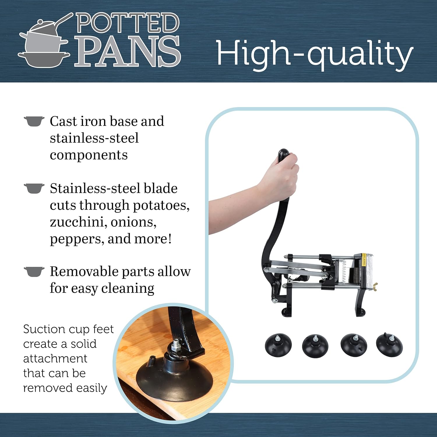 Metal Potato Slicer French Fries Maker with 5/16in Blade - Veggie Chopper and French Fry Cutter Machine