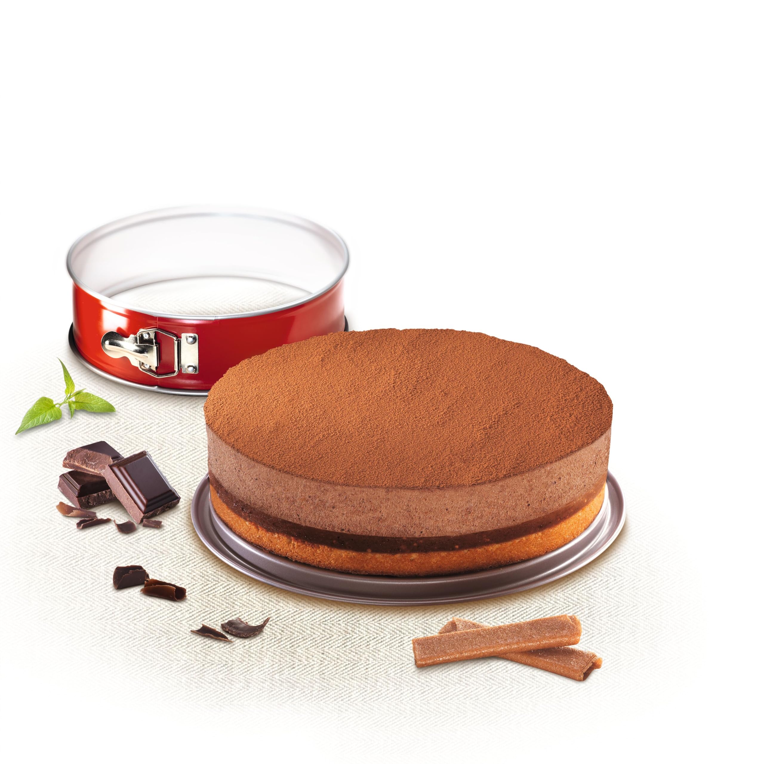 Tefal Delibake J16413 Molde tarta redondo 25 cm antiadherente acero al carbono rojo