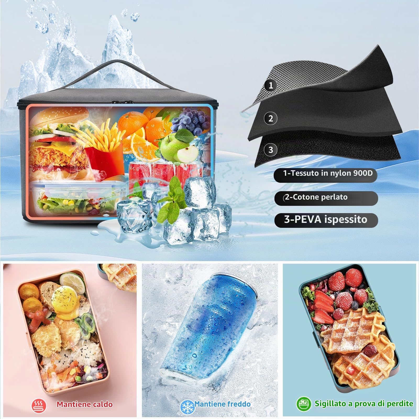 BERTASCHE Zaino Lunch Laptop 15,6 Pollici con Borsa Termica Isolata per Uomo e Donna, Zaino da Lavoro 2 in 1 per Università, Affari, Pendolari, Viaggi, Grigio