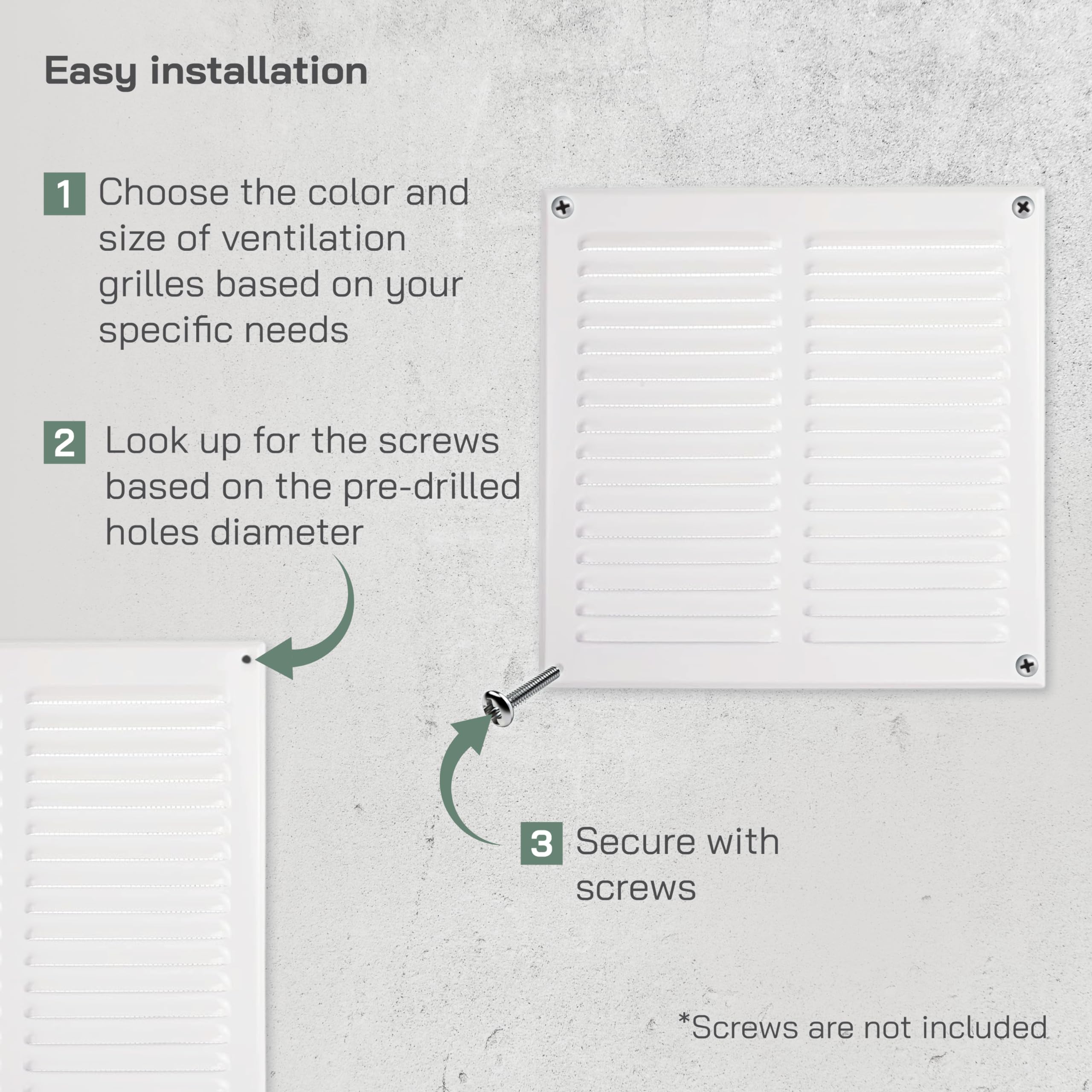 Vent Systems 295 x 295 mm / 11.61" x 11.61" Inch White Metal Soffit Air Vent Cover - Image 4