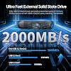 SSK USB 2TB External SSD with up to 2000MB/s Type-C External Hard Drive Solid State Drives USB 3.2 Gen 2X2 Memory Stick for iPhone15/16 Pro ProRes Mac/WTG/Android Zinc Alloy