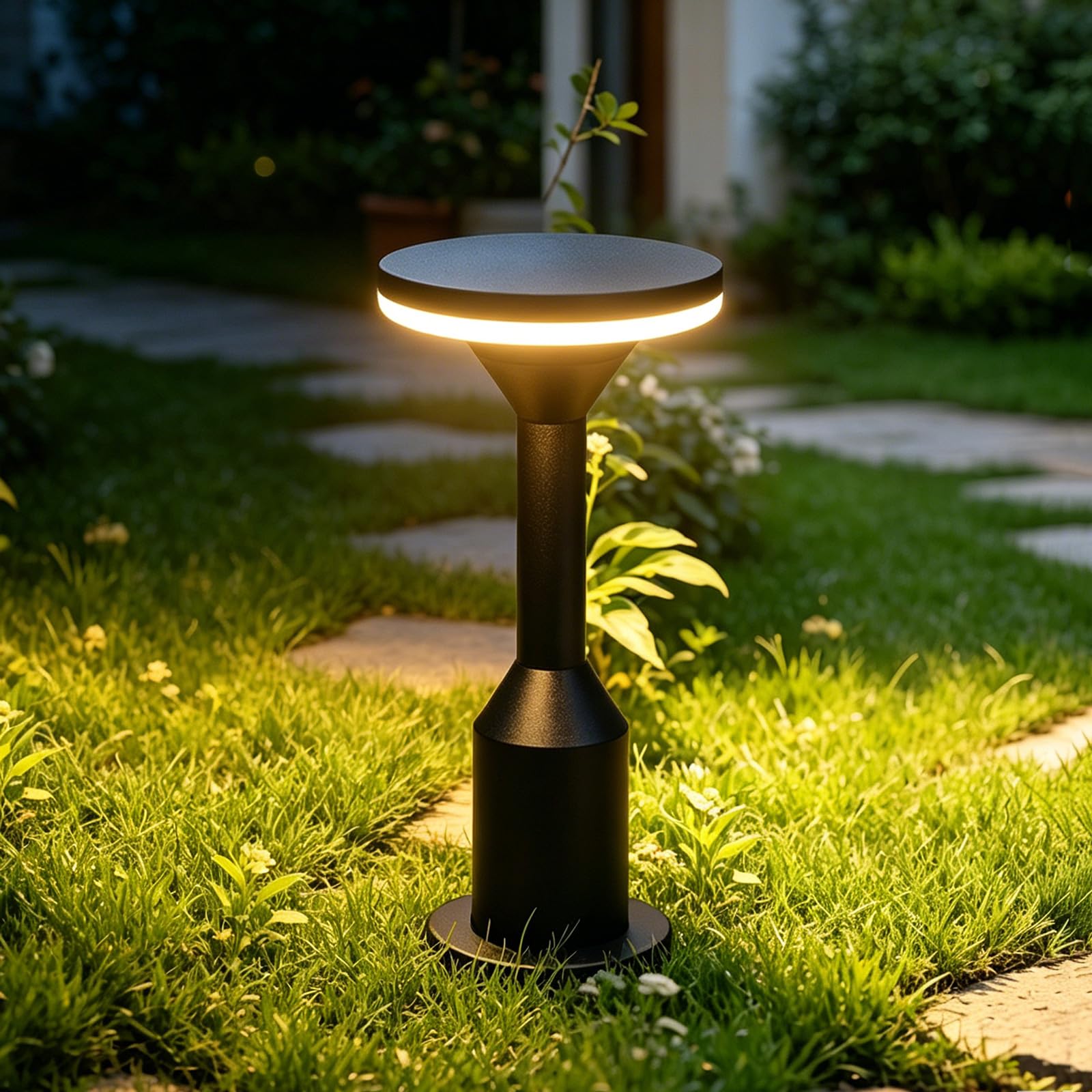 SDUYTDG ﻿Outdoor Path Lighting Fixture Modern Black Pathway Walkway Light Waterproof Yard Landscape Lighting 3000K LED Bollard Lamp Lawn Floor Lamp Garden Sidewalk Patio Backyard Post Lantern
