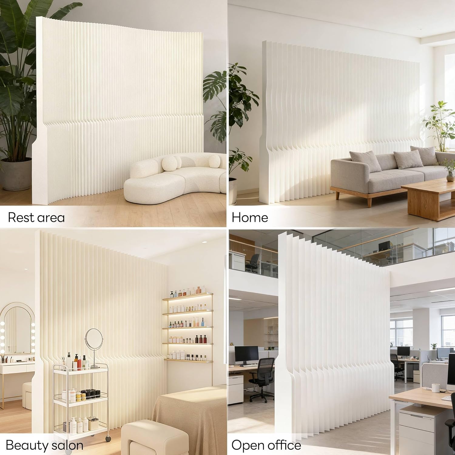 Foldable Paper Room Divider - Portable Privacy Screen for Home Office & Living Room, Freestanding Folding Partition Wall, Easy Setup Room Separation Divider (H86.6in*L157.5in)