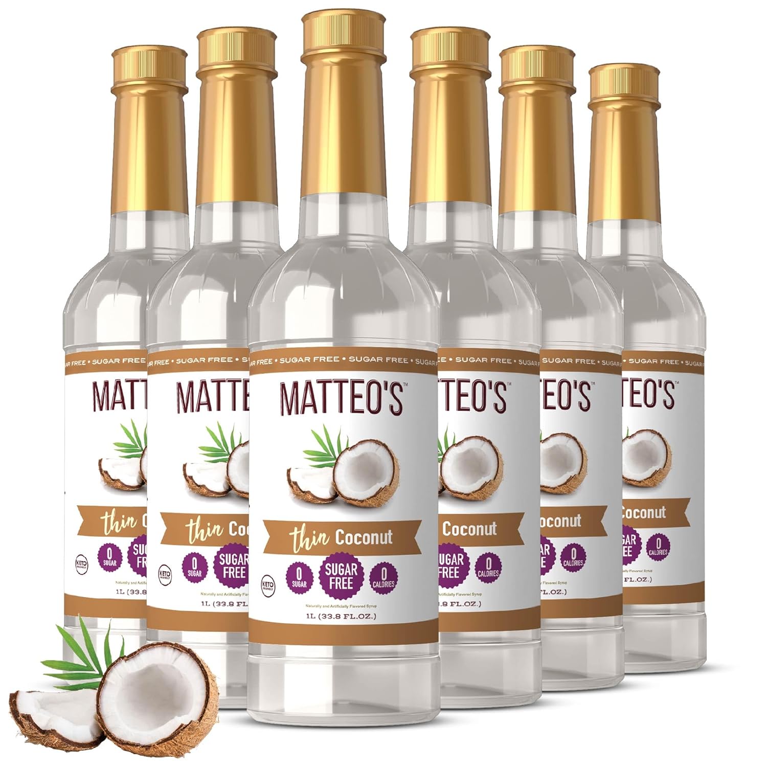 Matteo's Lavender Syrup for Coffee, Drinks, Pastries & Cocktails – Sugar-Free Sweetener for Beverages, Restaurants, and Bars – Aromatic Lavender Flavor, Non-Alcoholic, Vibrant Flavor, 33.8oz (6pk)