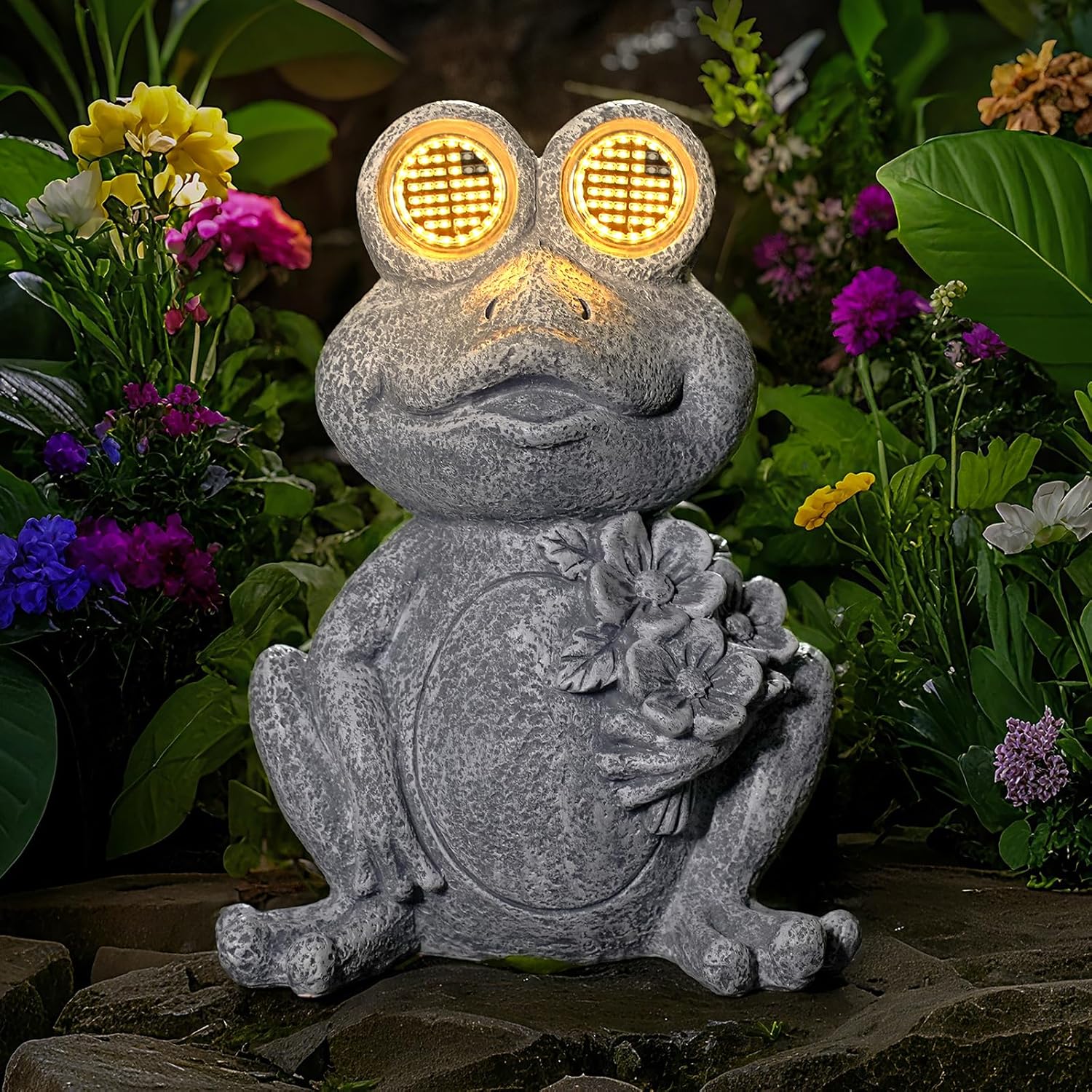 Solar Powered Frog Statue Lights, Frog Figurines Outdoor Garden Decor, Outdoor Patio Decor, Patio Porch Lawn Backyard Decor, Gardening Birthday Gifts for Daughters and Moms