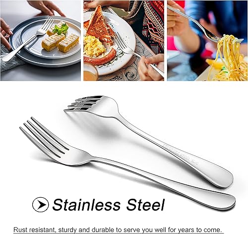 Miniatura 3 de LIANYU Juego de cubiertos de 24 tenedores y cucharas, 12 cucharaditas y 12 tenedores de cena, cubiertos de acero inoxidable para el hogar, cocina,