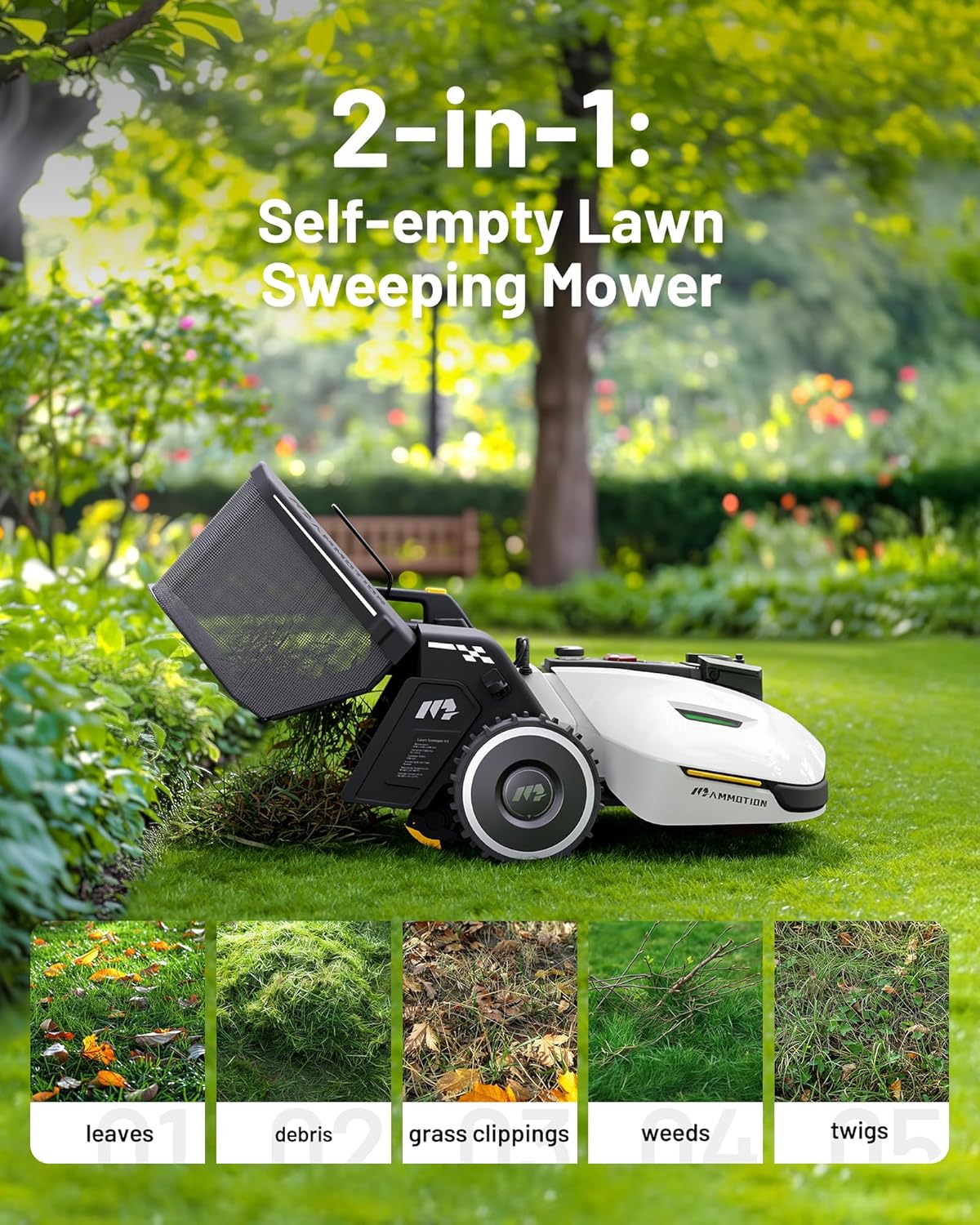Mammotion Sweeper Kit in action with YUKA mower