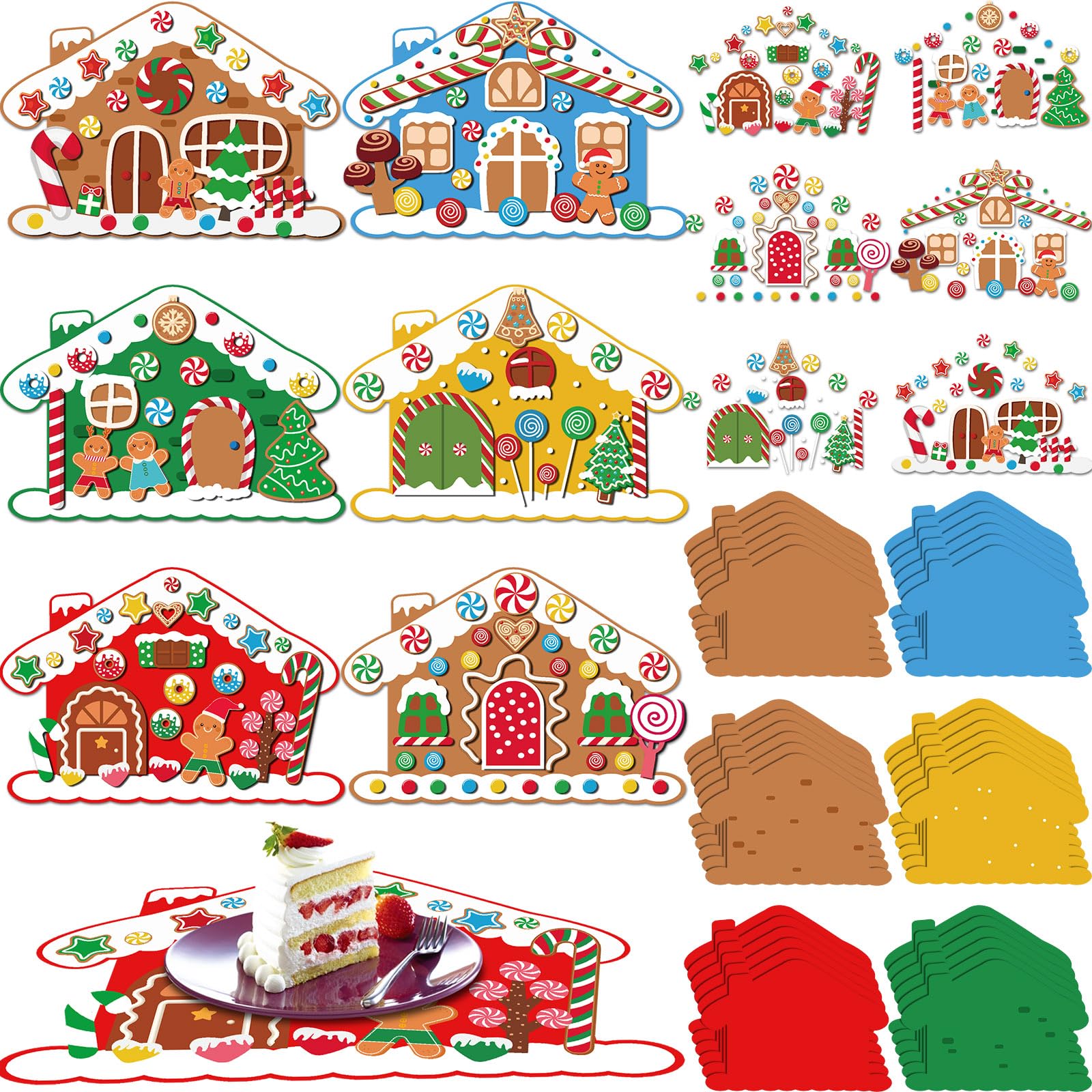 Poen 24 Set Christmas Crafts for Kids Bulk DIY Gingerbread Craft Gingerbread House Placemat Craft Kit Christmas Felt Stickers Holiday for Kids and Fun Home Activities Arts Crafts