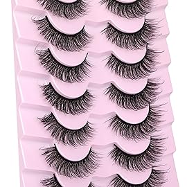 JIMIRE Faux Mink Lashes Wispy Fairy Strip Lashes Full Fluffy False Eyelashes Cat Eye Pestaas 5D Multilayer Spiky Butterfly 15MM Volume Fake Lashes 8 Pairs Pack
