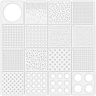 16 Pcs Circle Stencils for Drawing, Round Geometric Stencil, Assorted Size Polka Dot Stencils, Reusable Dots Painting Stencil for DIY Crafts, Drafting, Scrapbook, Wood Furniture (6 x 6 Inch)