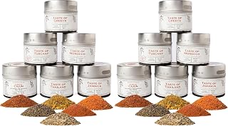 Gourmet World Flavors Seasoning Collection | Non GMO Verified | 6 Magnetic Tins | Spice Blends | Crafted in Small Batches by Gustus Vitae | #68 (Pack of 2)