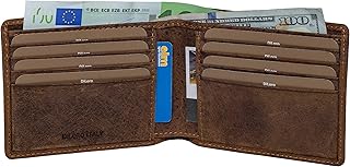 DiLoro Mens Wallet Full Grain Genuine Leather Slim Minimalist Front Pocket Bifold Soft Nappa RFID Protection (Dark Hunter Brown)