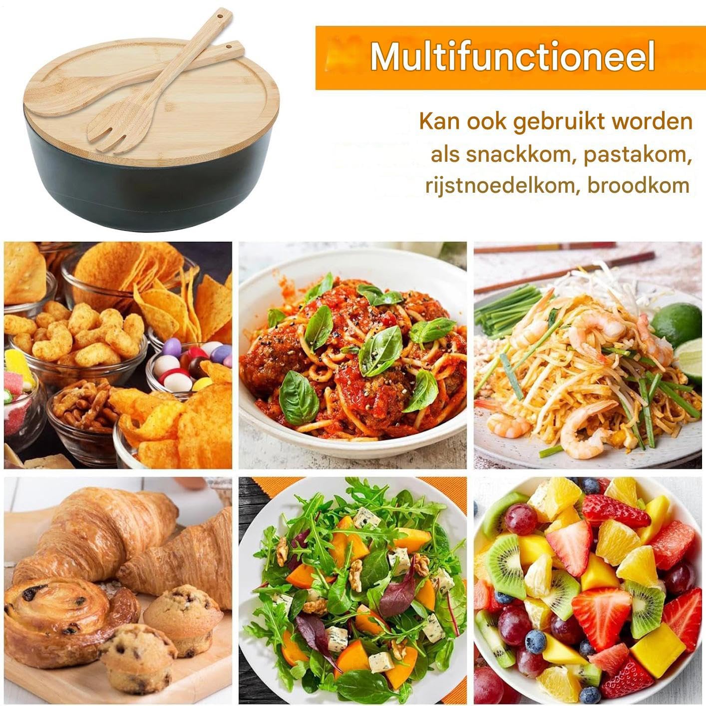 Bol Para Servir Ensaladas Vajilla Cocina Madera Mezcla Frutas Verduras | Ensaladera Frutas Tapa Contenedores Alimentos Snacks Pasta Cereales Fideos Preparación Comidas Almuerzo Cena Camping Hogar