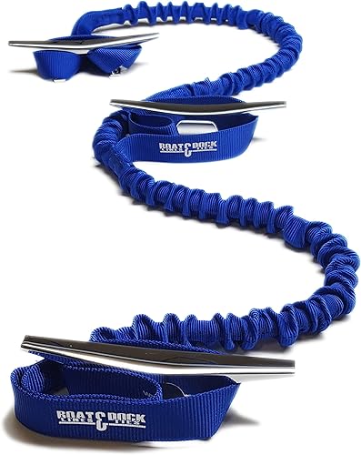 Líneas de barco y bridas de muelle extralargas Combo de amarre elástico de 3 bucles (azul, 5 pies)