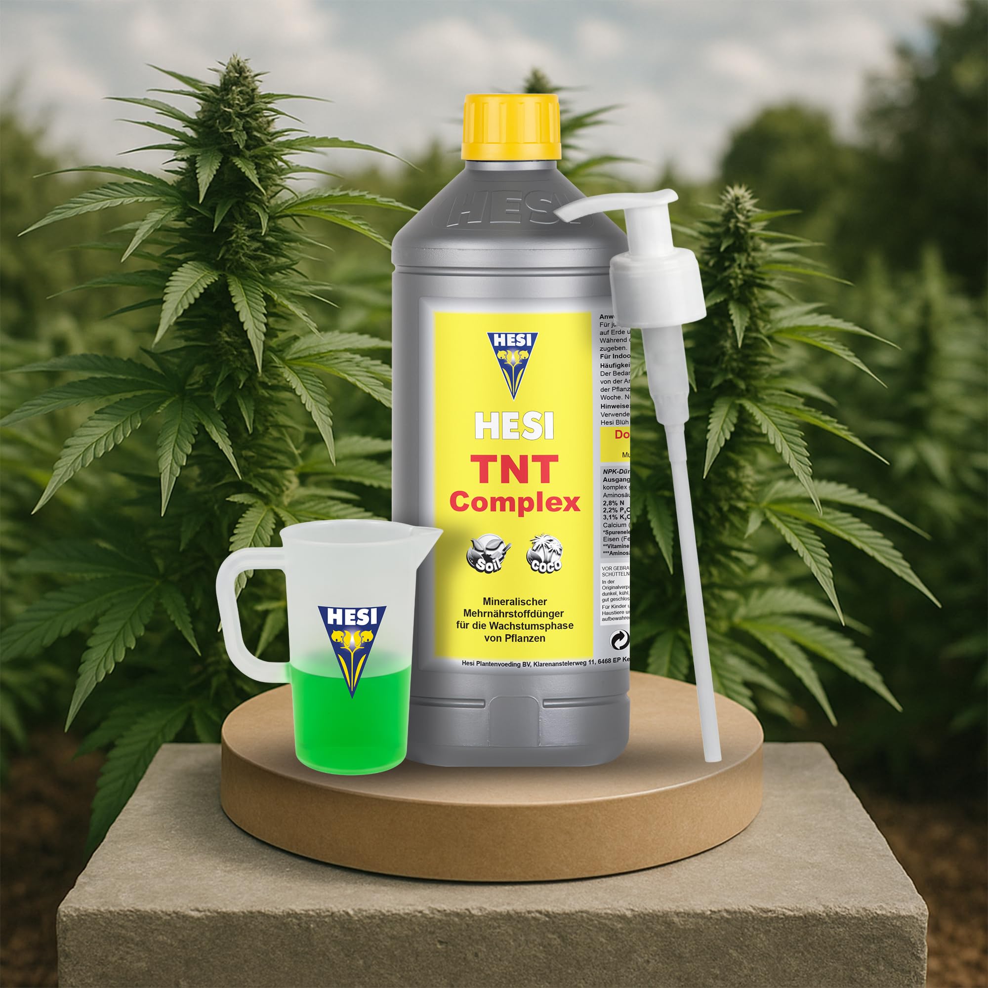 Hesi TNT Complex 1L mit Dosierpumpe und Messbecher – Wachstumsdünger für kräftige Pflanzen und starke Wurzeln
