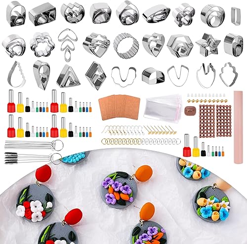 Miniatura 7 de Kit de 169 piezas de cortadores de arcilla polimérica de 39 formas de acero inoxidable con 40 ranuras redondas de forma circular y 90 accesorios