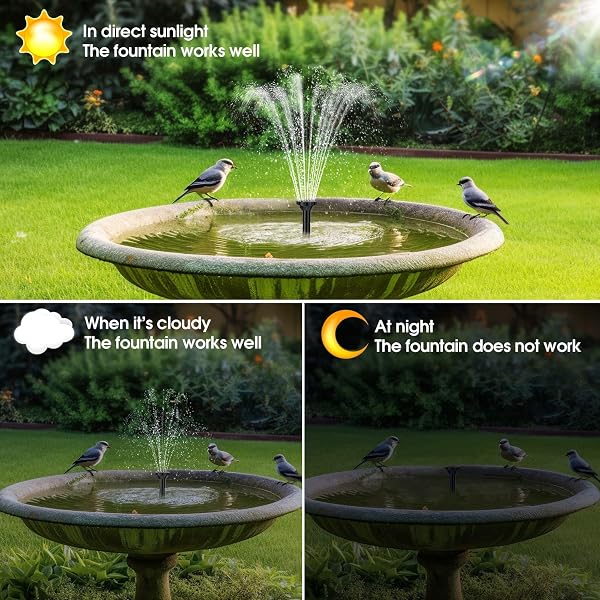 Biling 6W Solar Springbrunnen für außen mit 3000mAh Batterie Solar Teichpumpe mit Akku Solar Brunnenpumpen mit Akku, Solar Wasserpumpe Schwimmende Fontäne für Solar Wasserspiel Brunnen Draussen Teich - 3