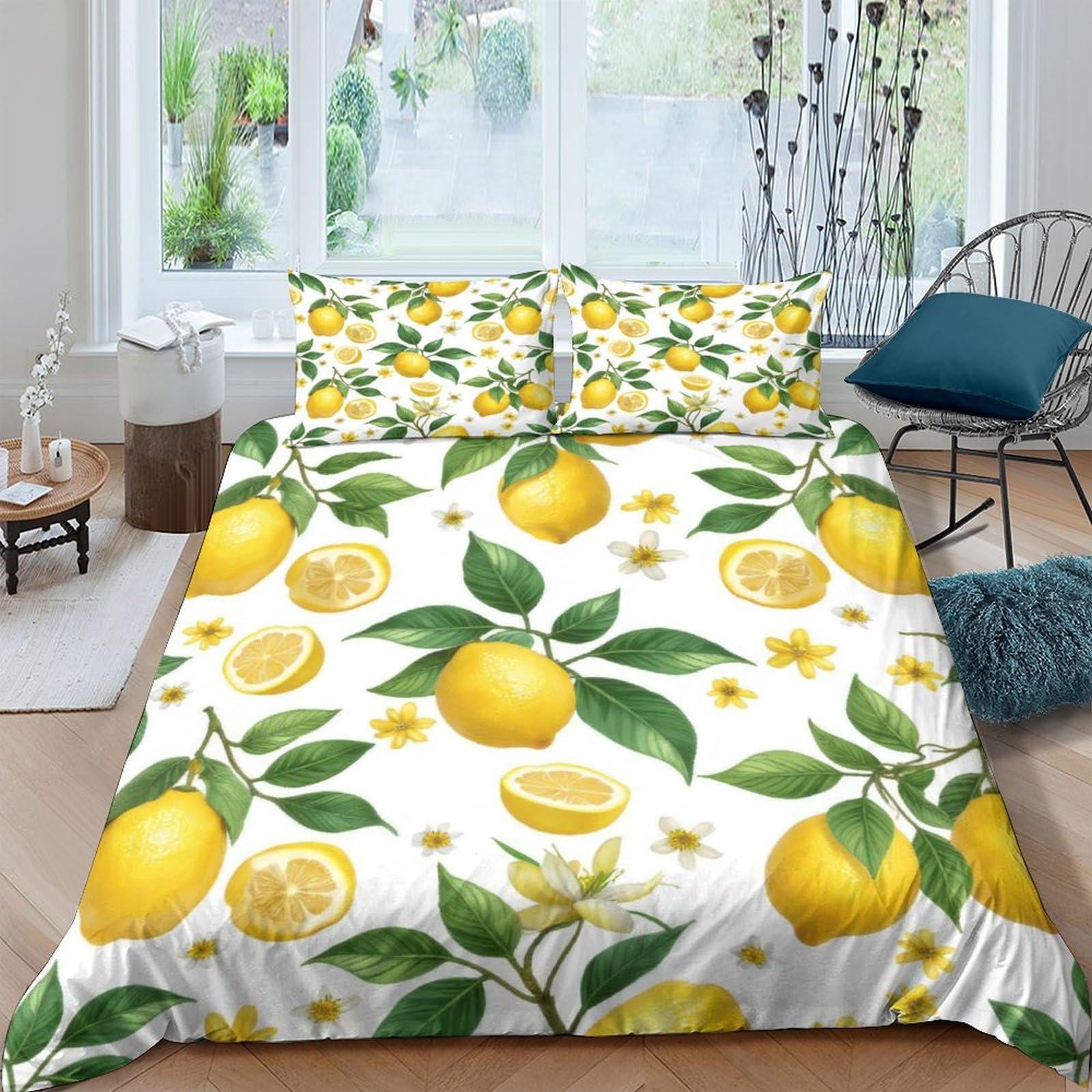 Ctjqhvkz Style-3 3D Printed Lemon Botanical Fitted Sheet Microfiber Soft Yellow Citrus Fruit Bed Cover For Bedroom Guest Room Mattress Protection Single（135X200cm）