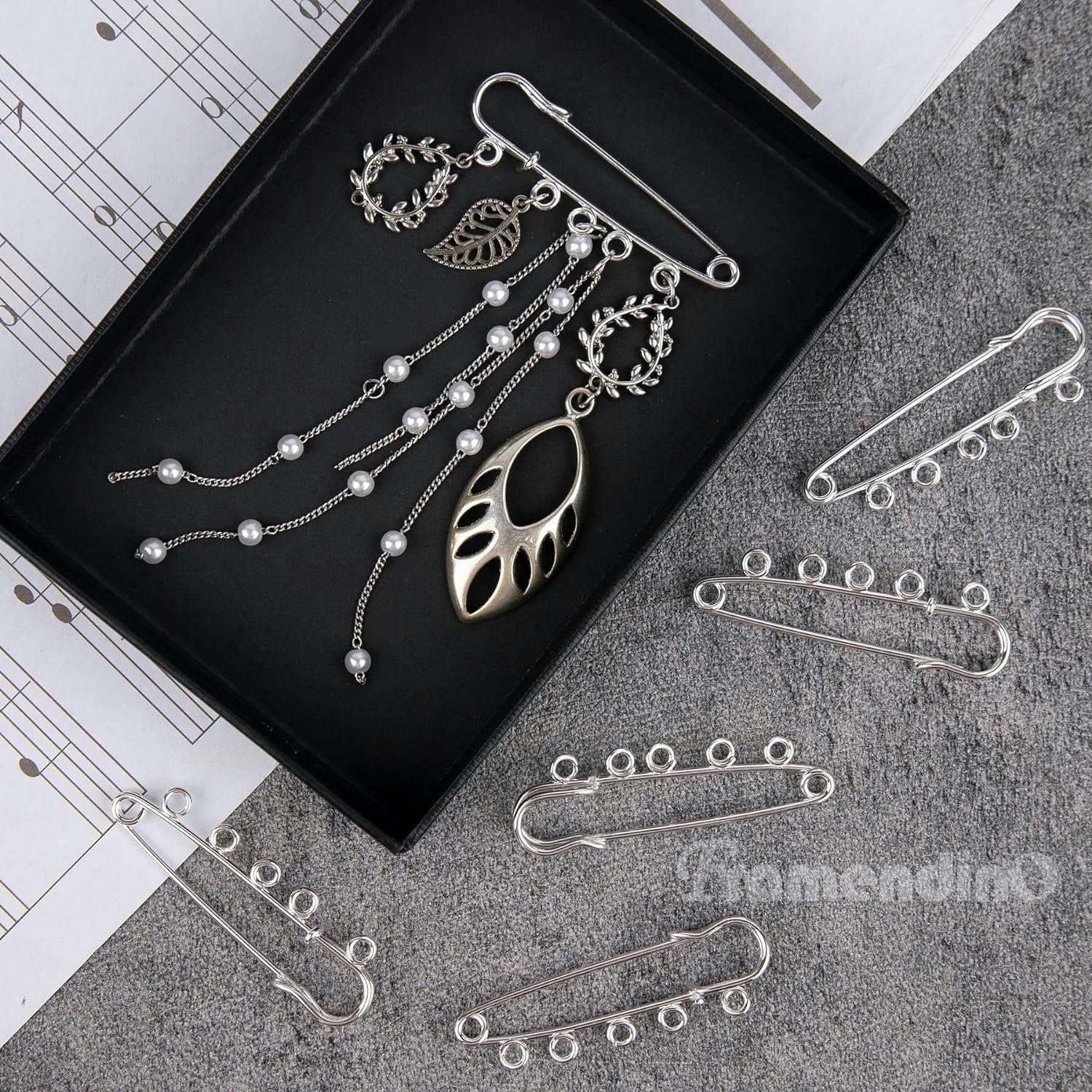 20 alfileres Grandes de Metal 90 mm con 5 Agujeros y presillas for Hacer broches