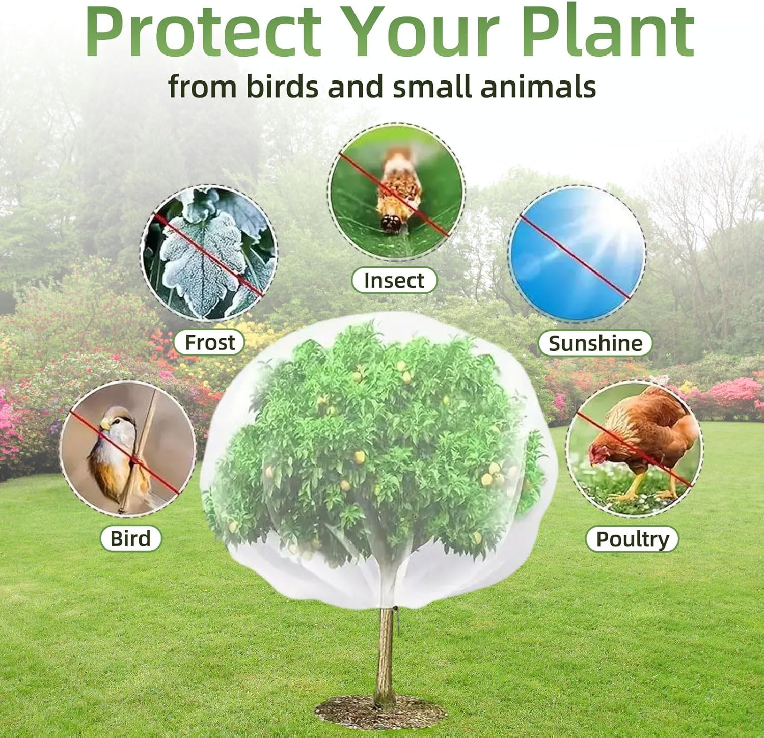 13 x 10 FT Large Fruit Tree Netting Bags Garden Plant Protector with Zipper and Drawstring Blueberry Bushes Netting Covers Plant Protection Mesh Net Bags from Small Animals and Creatures