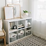 OrganiHaus Fabric Storage Bins for Shelves 15x11 inches 3 Pack, Decorative Closet Baskets with Handles, Large Cube Storage Bins for Clothes, Linen and Home Organization - Grey