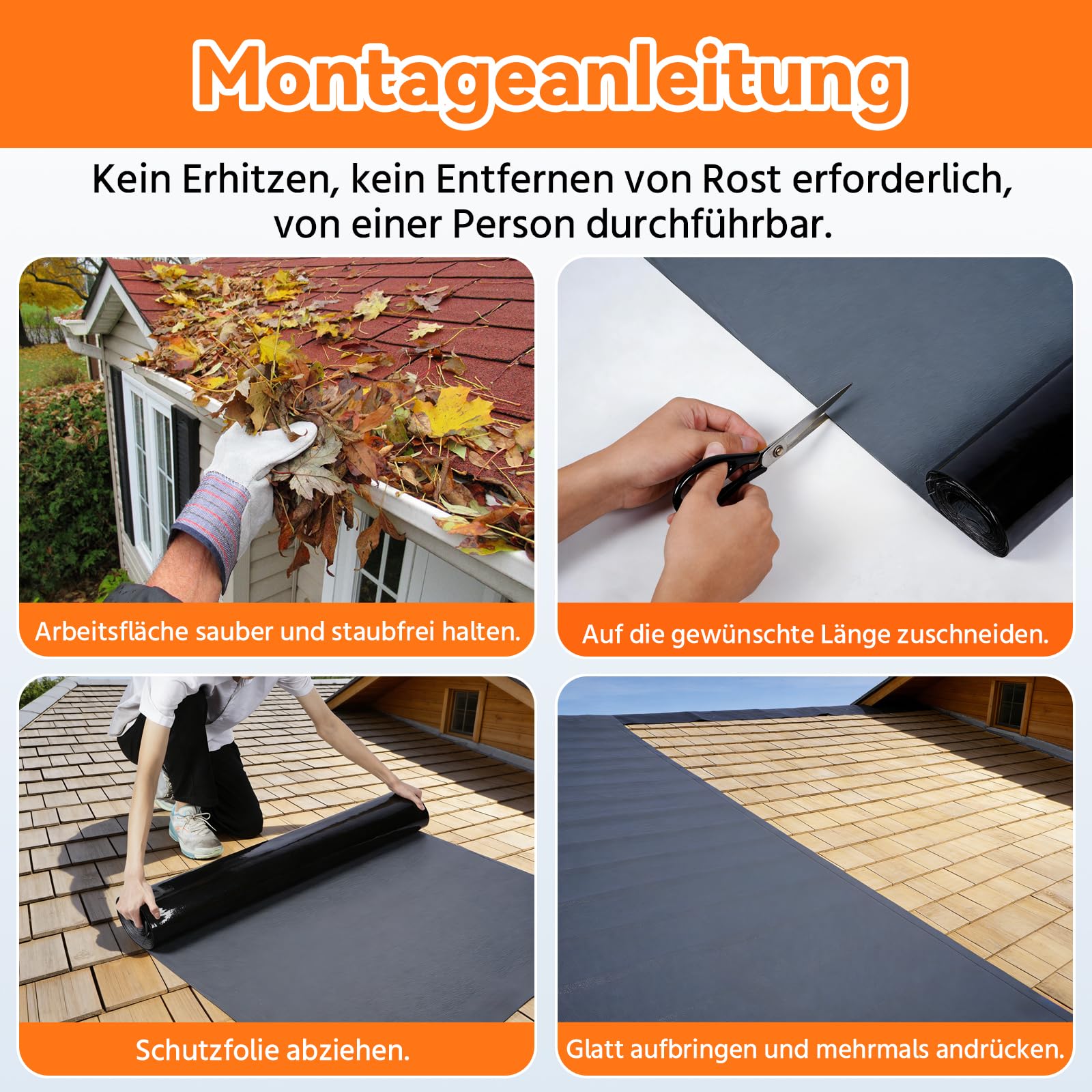 MYOYAY Dachfolie Selbstklebend 10㎡ 1 x 10 m Wasserdicht für Dach Flachdach Carport Garage Schwarz