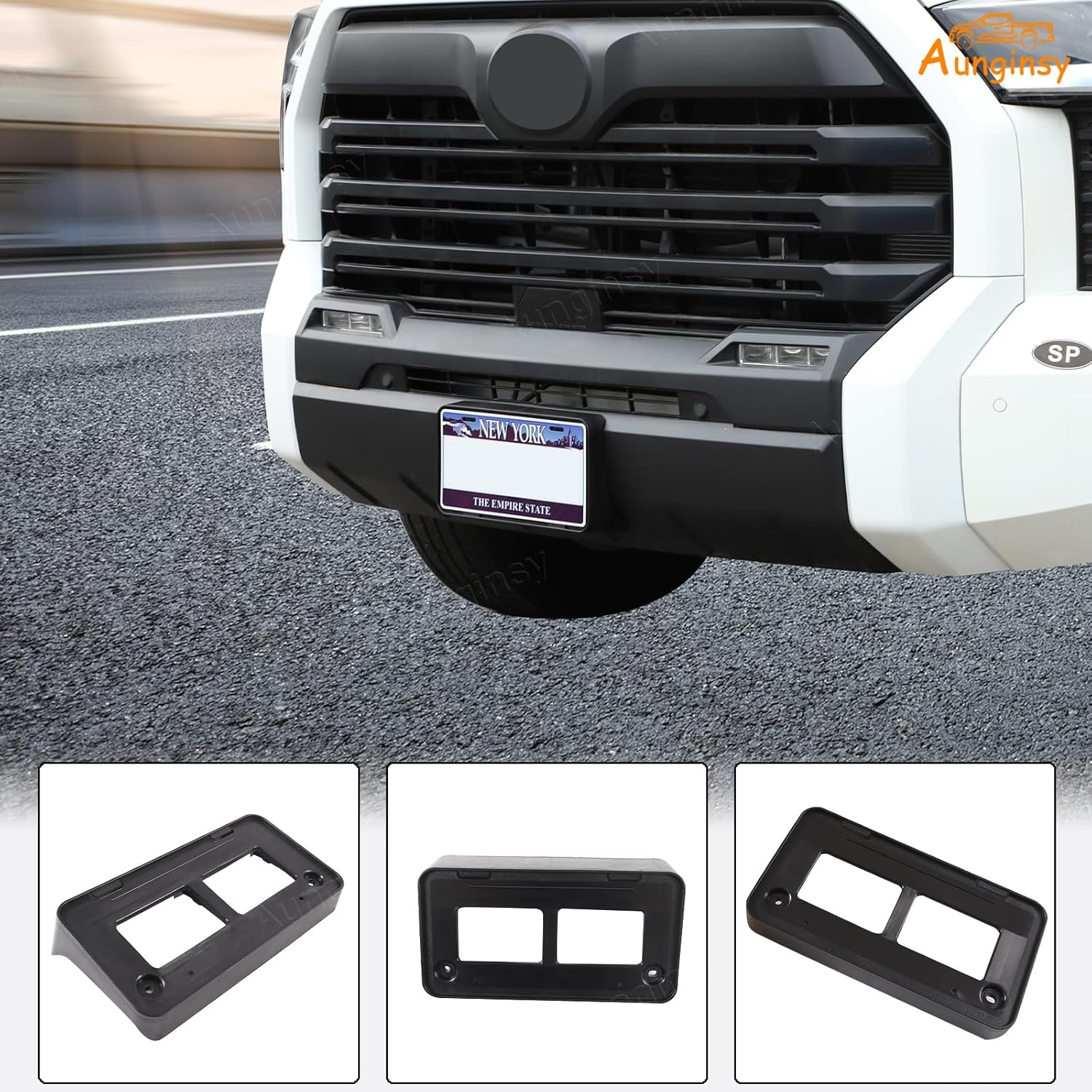 Car Front License Plate Frame Bracket Compatible with Toyota Tundra 2022-2026, Front License Plate Tag Holder Mounting Mount Adapter Bumper Brackets Frame Trim Cover Tag Holder Replacement Accessories