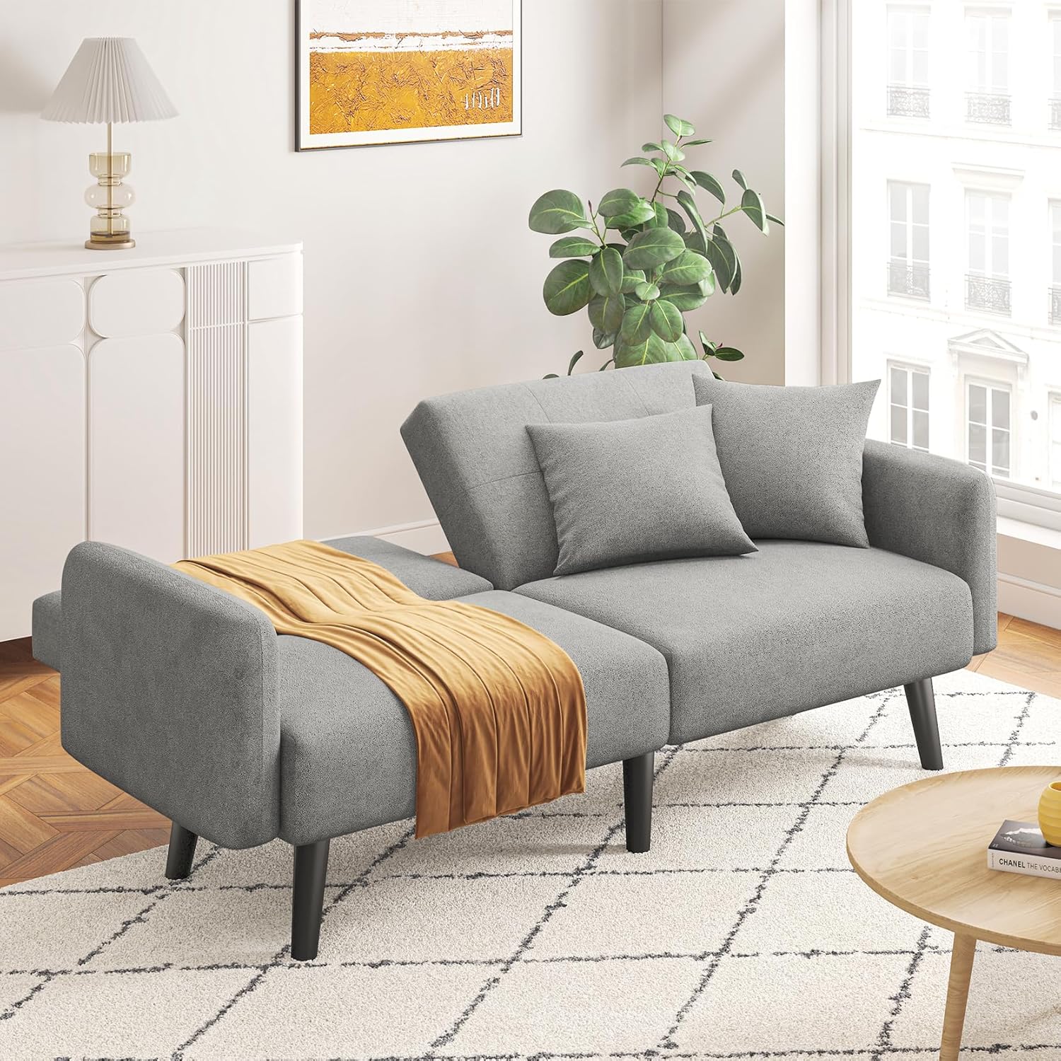 Koorlian Futon Sofa Bed, Convertible Sleeper Sofa with