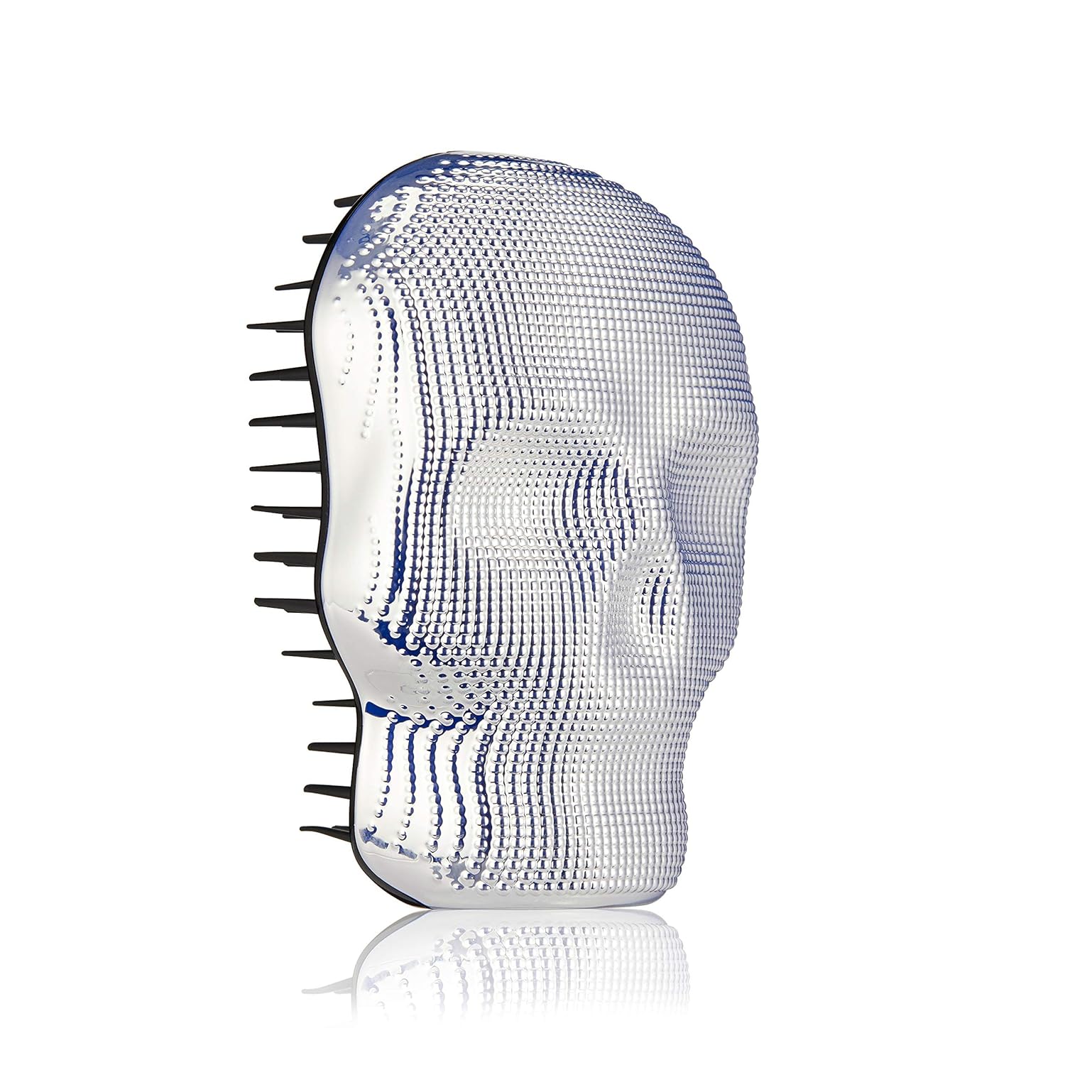 Tangle Angel Detangler Hair Brush - Heat & Water Resistant Compact Hair Brush Skull Design - Detangling Brush for Shower & Blow Drying - Anti Static Small Hairbrush with Soft Bristles - White Chrome