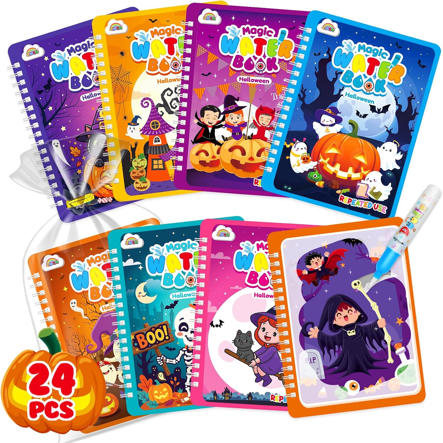 ZMLM 24Pack Water Coloring Books for Toddlers Reusable Magic Painting | No mess coloring for kids, Paint with water books, Water reveal coloring books