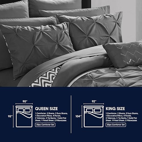 Miniatura 7 de Chic Home Juego de ropa de cama Jacksonville de 20 piezas, tamaño Queen, color beige