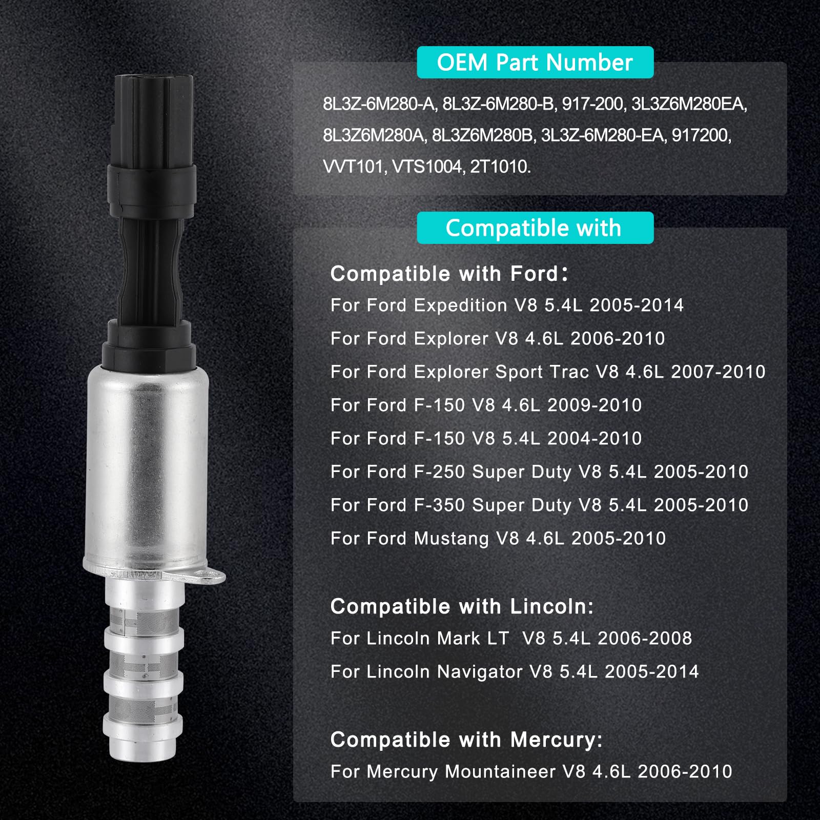 AULINK 2 szt. 8L3Z6M280A 8L3Z6M280B OCV zawór sterujący olejem (4,6 l 5,4 l) elektromagnes rozrządu VVT do Ford Expedition Explorer Mustang F150 F250 F350, dla Lincoln Mark LT, dla Mercury Mountaineer