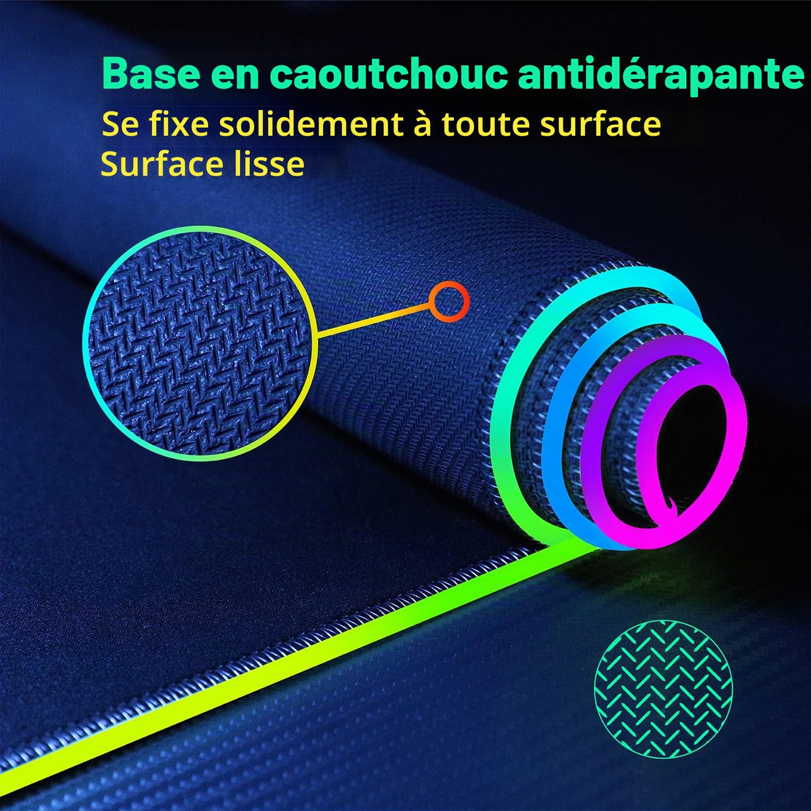 GIM 10W Wireless Charger Extended RGB Mouse Pad, antidérapant Base en Caoutchouc 10 Modes d'éclairage 4 mm Ultra épais pour Samsung Galaxy S10/S9/S8 Plus Note 9/8 iPhone 8/X/XR/XS/11/11 Pro