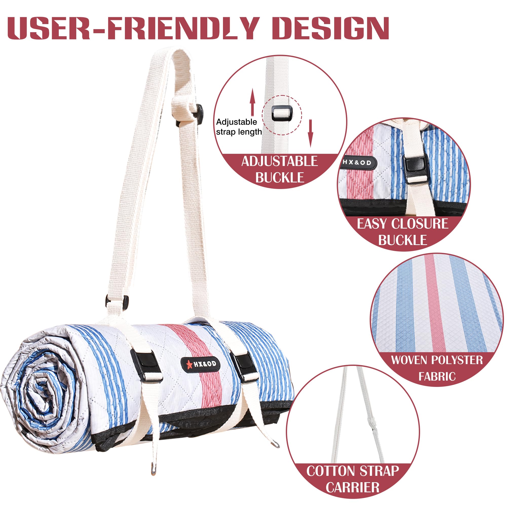 Tapete de picnic impermeable, manta de campo de gran tamaño para acampar al aire libre, manta de camping gruesa portátil, adecuada para playa, camping, festival de música, fiesta, aventura al aire